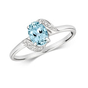 Aquamarine and Diamond Ring in 9K White Gold