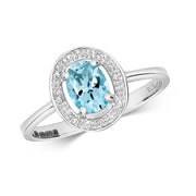 Aquamarine and Diamond Ring in 9K White Gold