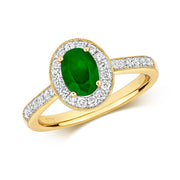 Emerald & Diamond Ring in 9K Gold