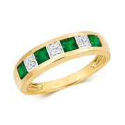 Emerald and Diamond Ring in 9K Gold