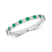 Emerald and Diamond Ring in 9K White Gold