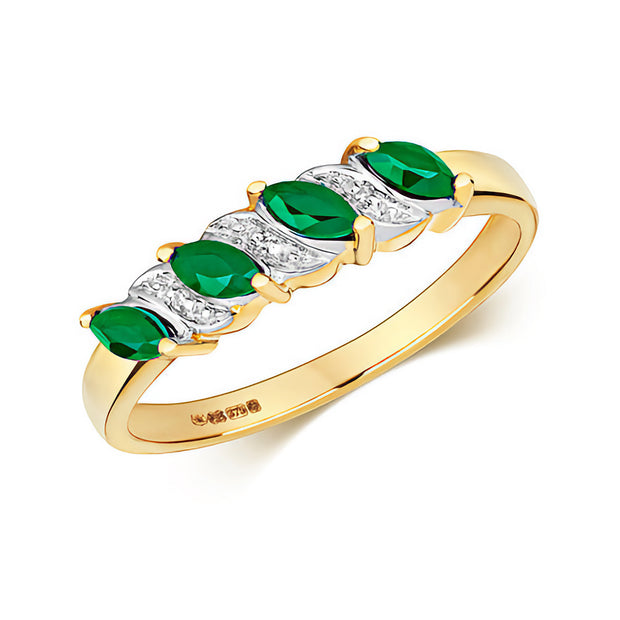 Emerald and Diamond Ring in 9K Gold