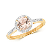 Morganite & Diamond Ring in 9K Gold
