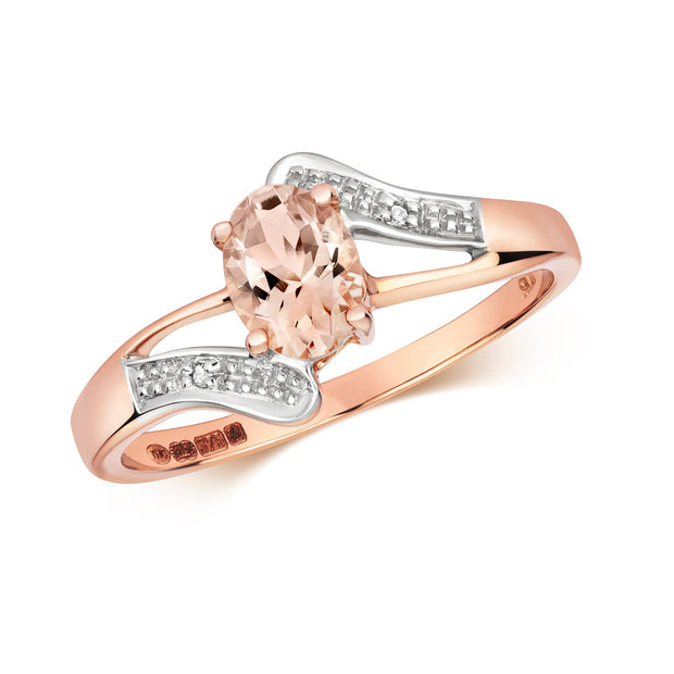 Morganite and Diamond Ring in 9K Rose Gold