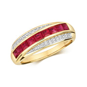 Ruby and Diamond Ring in 9K Gold