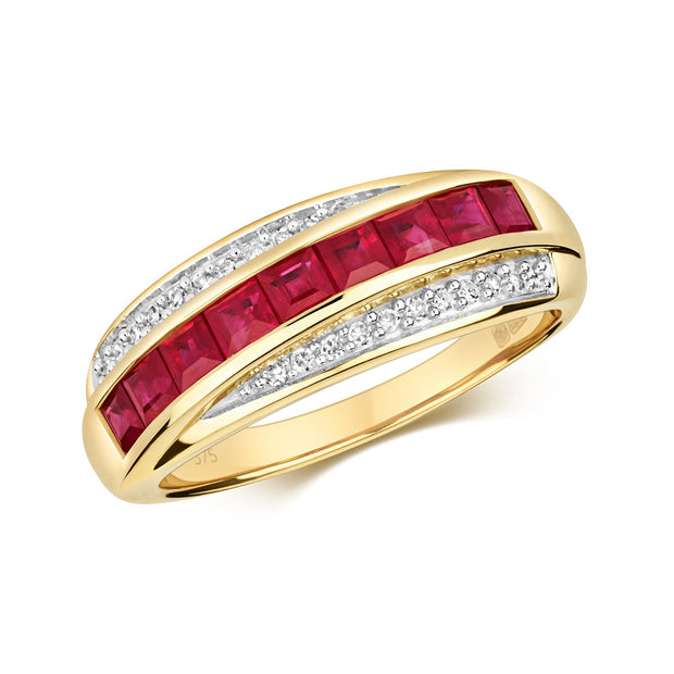 Ruby and Diamond Ring in 9K Gold