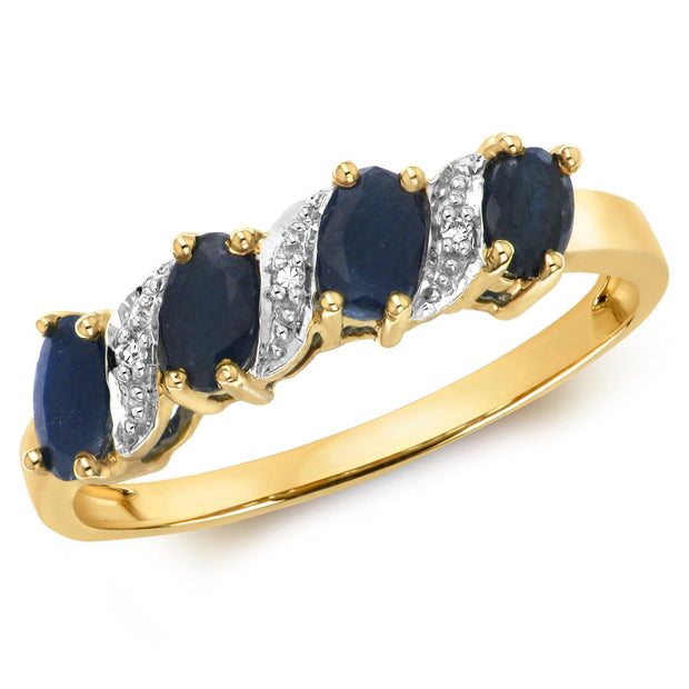 Sapphire and Diamond Ring in 9K Gold