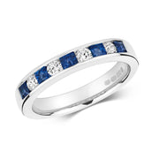 Sapphire and Diamond Ring in 9K White Gold