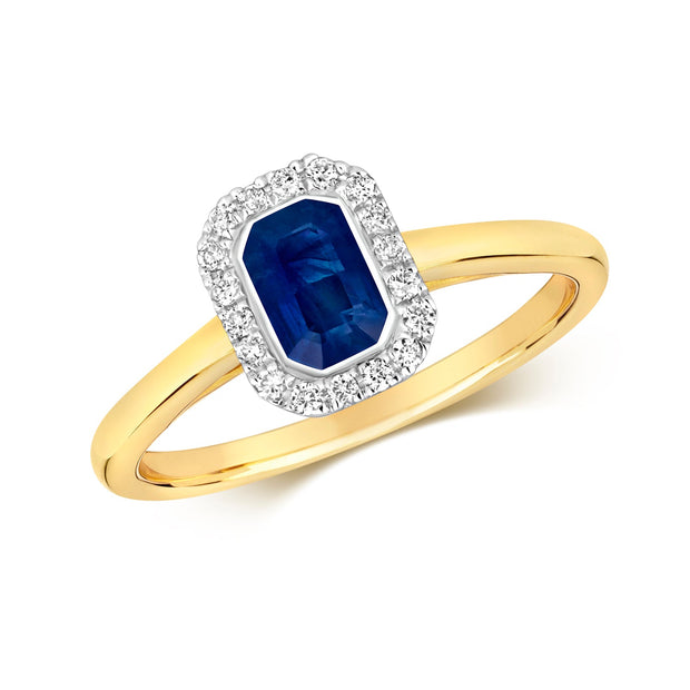 Sapphire and Diamond Ring in 9K Gold