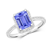 Tanzanite and Diamond Ring in 9K White Gold