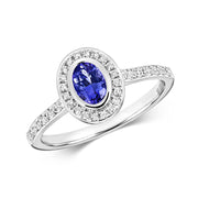 Tanzanite and Diamond Ring in 9K White Gold