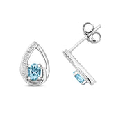 Aquamarine and Diamond Earring in 9K White Gold