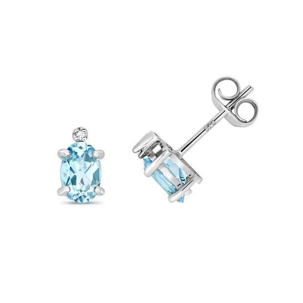 Aquamarine and Diamond Earring in 9K White Gold