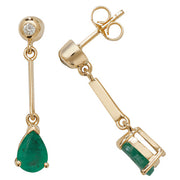 Emerald and Diamond Earring in 9K Gold
