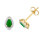 Emerald and Diamond Earring in 9K Gold