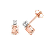 Morganite & Diamond Earring in 9K Rose Gold