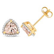 Morganite & Diamond Earring in 9K Gold