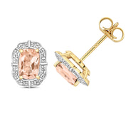 Morganite & Diamond Earring in 9K Gold