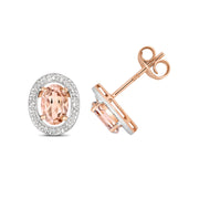 Morganite and Diamond Earring in 9K Rose Gold