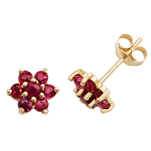 9K Yellow Gold Ruby Stud Earrings