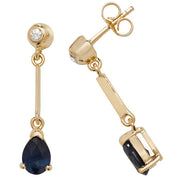 Sapphire & Diamond Earring in 9K Gold