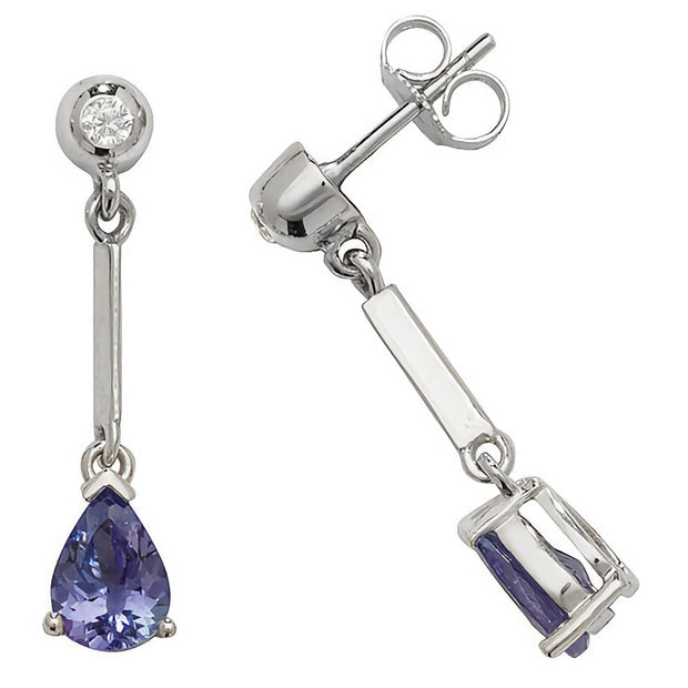 Tanzanite and Diamond Earring in 9K White Gold