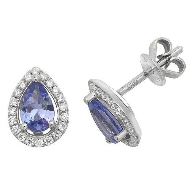 Tanzanite and Diamond Earring in 9K White Gold