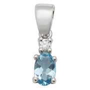 Aquamarine and Diamond Pendant in 9K White Gold