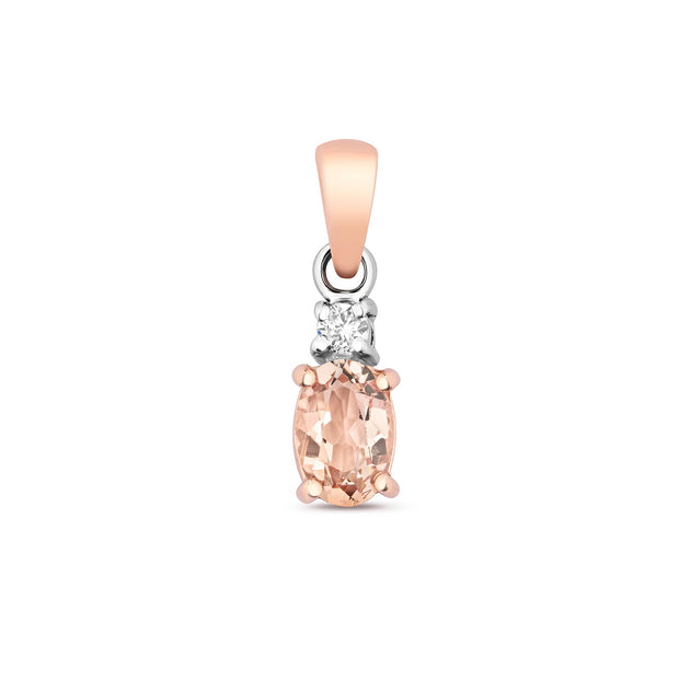 Morganite & Diamond Pendant in 9K Rose Gold