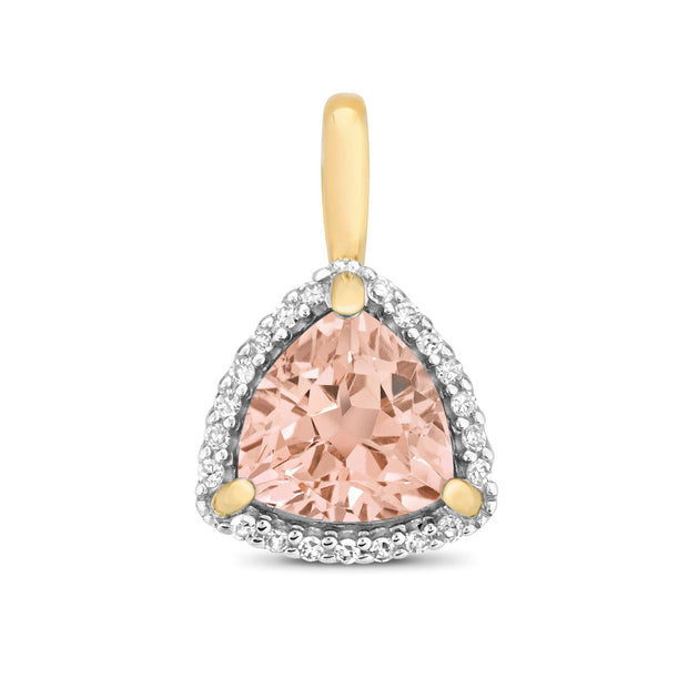 Morganite & Diamond Pendant in 9K Gold