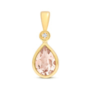 Morganite & Diamond Pendant in 9K Gold