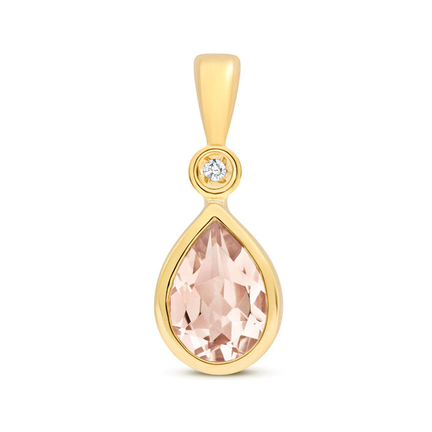 Morganite & Diamond Pendant in 9K Gold