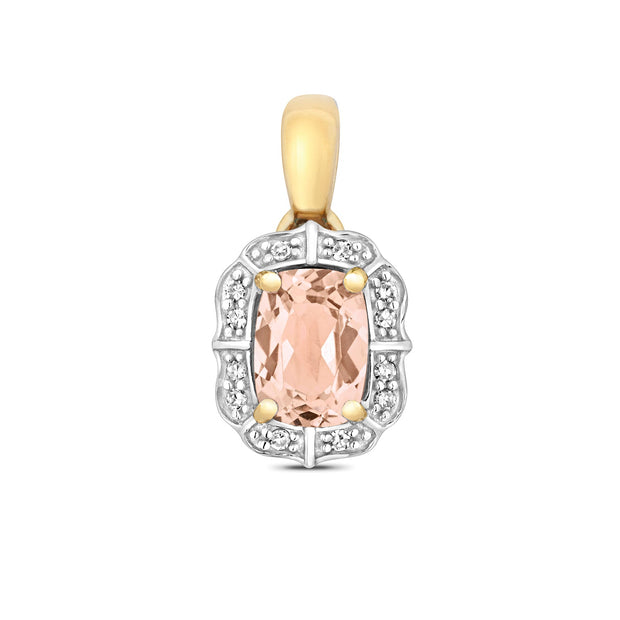 Morganite & Diamond Pendant in 9K Gold