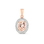 Morganite and Diamond Pendant in 9K Rose Gold