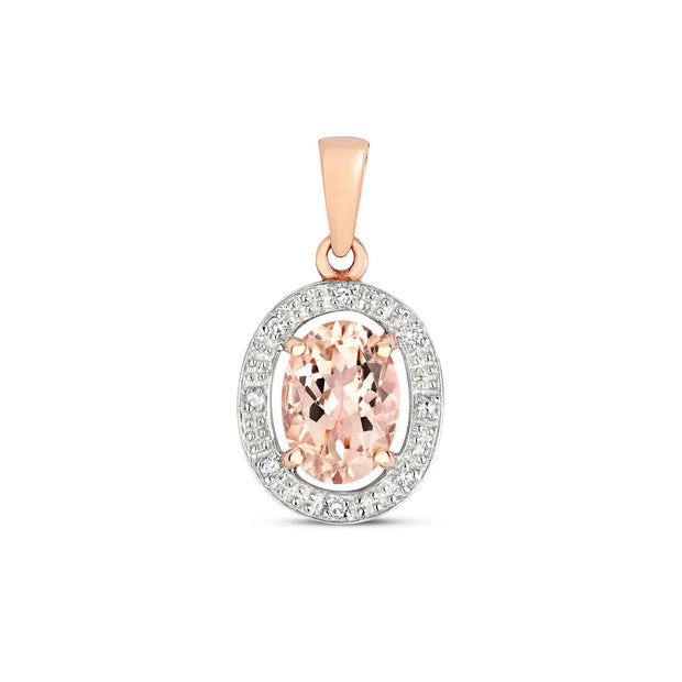 Morganite and Diamond Pendant in 9K Rose Gold