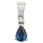 Sapphire and Diamond Pendant in 9K White Gold