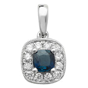 Sapphire and Diamond Pendant in 9K White Gold