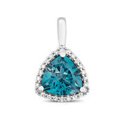 London Blue Topaz and Diamond Pendant in 9K White Gold