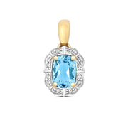 Blue Topaz & Diamond Pendant in 9K Gold