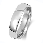 9K White Gold Wedding Ring Slight Court 5mm