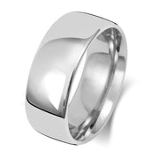 9K White Gold Wedding Ring Slight Court 8mm