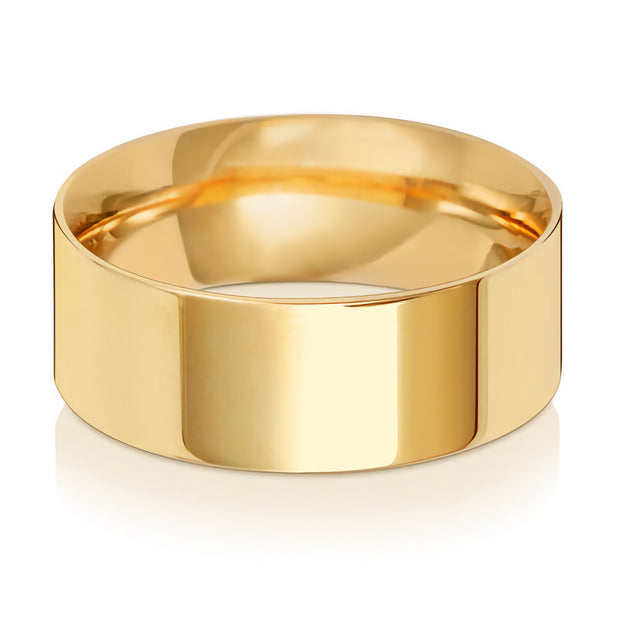 9K Yellow Gold Wedding Ring Flat Court 8mm