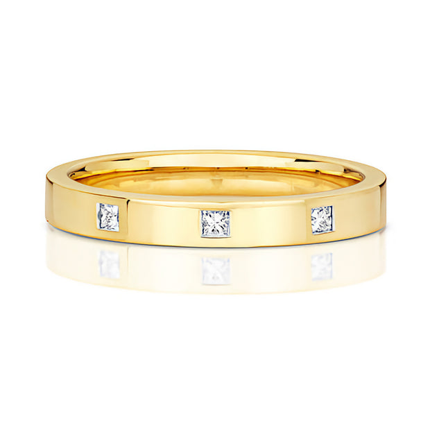 9K Yellow Gold 0.06ct Diamond Wedding Ring Pc / 3d 2.7mm