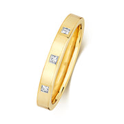 9K Yellow Gold 0.06ct Diamond Wedding Ring Pc / 3d 2.7mm