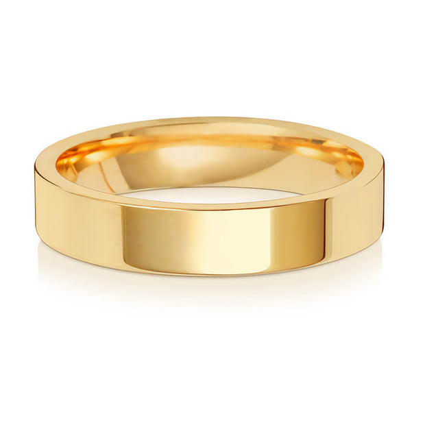 18K Yellow Gold Wedding Ring Flat Court 4mm