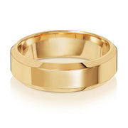 18K Yellow Gold Wedding Ring Soft Court Bevelled 6mm