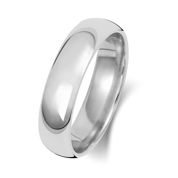 18K White Gold Wedding Ring Trad Court 5mm