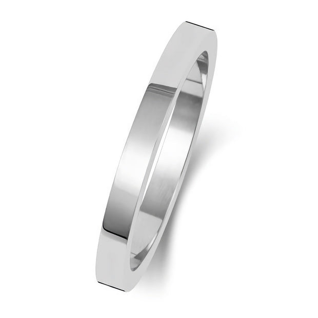 18K White Gold Wedding Ring Flat 2mm