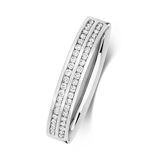 18K White Gold Wedding Ring with Diamond