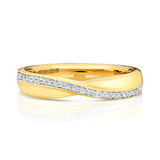 18K Gold Crossover Band with diamonds